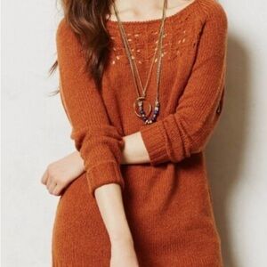 Anthropologie Moth rust pointelle sweater tunic